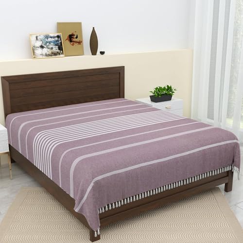 Image of 210 TC Handmade Double Bedsheet | Without Pillow Cover | Handloom Cotton Bedsheets for Double Bed | Bed Sheet Size (90X100 Inches, 7.5 x 8.3 Feet | Rose Ebony)