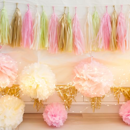 Pompons en papier de soie de 30,5 cm PATIKIL vert clair pour mariage