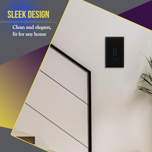 Image of ENERLITES Toggle Light Switch Wall Plate, Gloss Finish, Standard Size 1-Gang 4.50 inch x 2.76 inch, Unbreakable Polycarbonate Thermoplastic, 8811-BK-5PCS, Glossy Black, 5 Pack