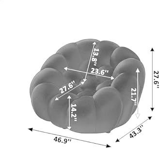 Modern Floor Sofa, Upholstered Oversized Singe CouchLounge Chair, Free Installation Bubble Bean Bag Chair with 3D Textile Material, Comfy Lazy Sofa for Living Room, Apartment, Office, Orange