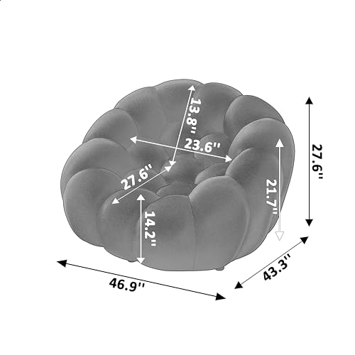 Modern Floor Sofa, Upholstered Oversized Singe CouchLounge Chair, Free Installation Bubble Bean Bag Chair with 3D Textile Material, Comfy Lazy Sofa for Living Room, Apartment, Office, Orange