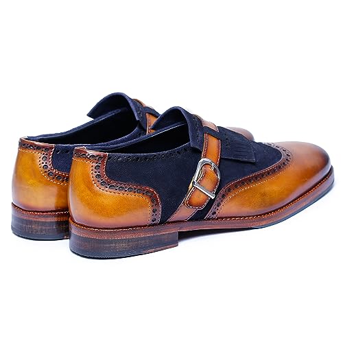 Image of Lethato Men's Wingtip Brogue Kiltie Monk Strap Loafer Dress Shoes