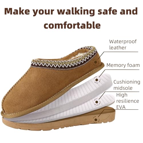 Women's Comfy Fleece Lined Platform Slippers Boots with Suede Leather, Anti-Slip Sole for Indoor/Outdoor Wear, Mini Short Ankle Design3