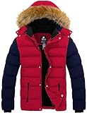 Wantdo Men's Casual Fur Hooded Outwear Jacket Large Red Red US Large