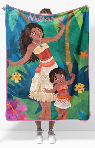 Jay Franco Disney Moana Plush Throw Blanket 40x50 Cozy Lightweight Super Soft Microfiber Kids Fleece Blanket for Couch Bed Travel Machine Washable Gift for Kids (Official Disney Product)