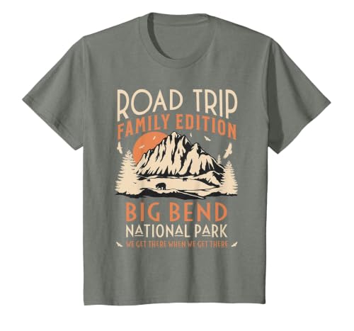 Big Bend US National Park Family Road Trip Vacation T-Shirt, Youth, Olive Heather, Small