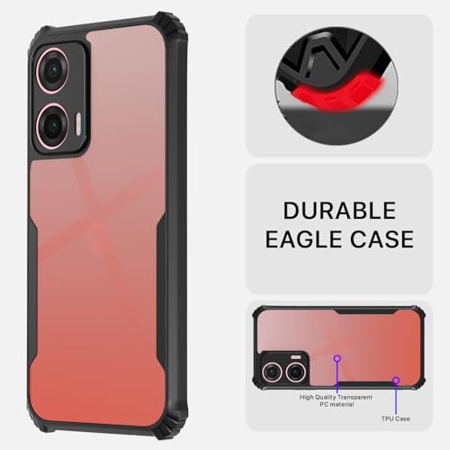 Image of Pikkme Crystal Clear Transparent Back Cover | Ultra Hyrbid | Full Camera Protection | Raised Edge | Bumper Case for Moto G35 5G (Black)
