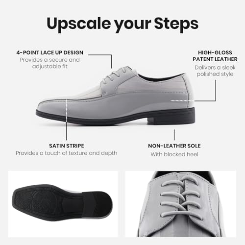 Image of Viotti 179, Casual Dress Oxford Shoes for Men, Satin Striped Lace-Ups, Men's Business Casual Leather & Satin Shoe, for All Formal Occasions