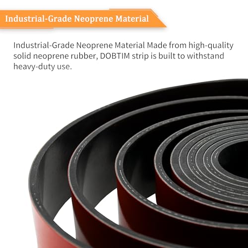 Image of DOBTIM Adhesive Reinforced Solid Rubber Sheets, Rolls & Strips Cloth Inserted 1 /4 (.250) inch Thick X 2 inch Wide X 10' Long, Neoprene Rubber Strips Tensile-Resistant Tougher Projects