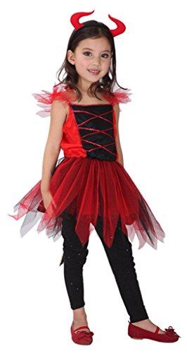 GIFT TOWER Costume Diable Ange Enfant Fille pour 4-12ans Déguisement Halloween Cosplay Carnaval Festival Size3