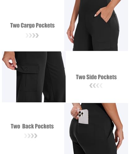 Yoga Cargo Pants Women Wide Leg Pants with Pockets High Waist Stretch Dress Casual Business Work Travel Pants4