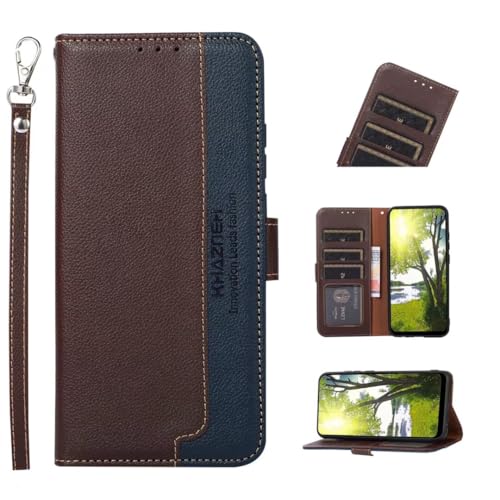 Custodia per Redmi 15C 4G 173mm la Del Telefono Con Spazzola Antifurto RFID Con Slot per Scheda Anti-Shock per la Protezione Flip Folio Motorola Moto G7-Marrone