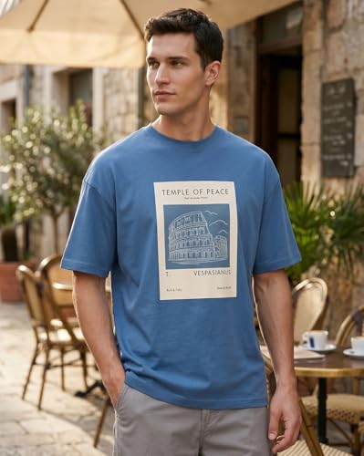 Image of Nobero Men's Oversized Graphic T-Shirt for Men | Soft Cotton | Drop Shoulder Relaxed Fit | Printed Casual Tshirt for Men