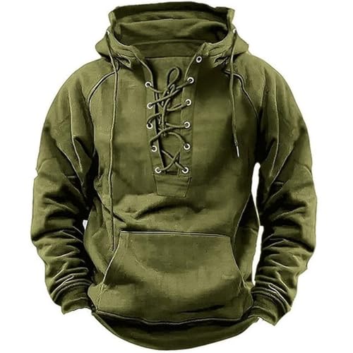 Genérico Sudadera con Capucha para Hombre, gótica, Vintage, táctica, Punk, Jersey de Trabajo, Ropa vikinga, suéter Medieval, Invierno cálido