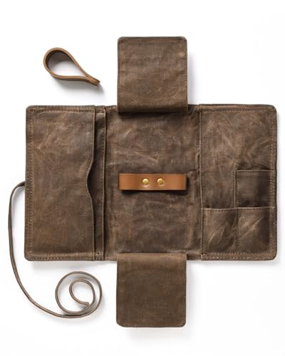 BS-VOG Bolsa de tabaco encerada para 2 silbatos, con soporte plegable, organizador de almacenamiento para viajes, uso diario y regalo (sin pipas)