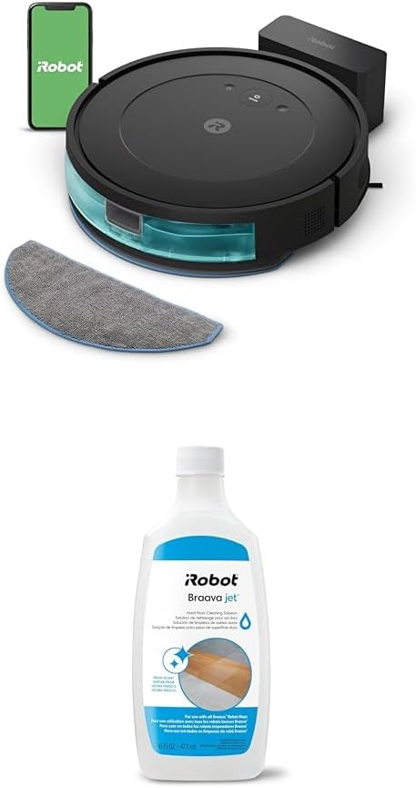 Roomba Combo Essential Robot Vacuum & Mop (Y0110) w/ Authentic Hard Floor Cleaning Solution Concentrate for Braava Jet Mops and Roomba Combo 2-in-1 Robots