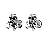 VALICLUD 1 Pieza aretes con motivo de calavera moda pendientes aretes con diseño de hueso de cráneo pendientes creativos para hombre Pendientes de hombres Silver