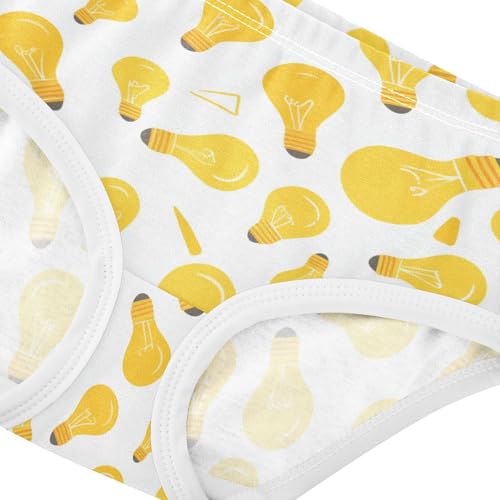 Wusikd Yellow Light Bulb Girls' Underwear Cotton Girls Briefs Soft Toddler Underwear 2T4