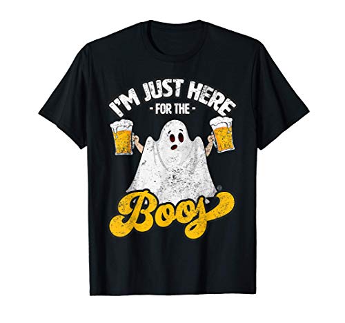 I'm Just Here For The Boos Funny Halloween Ghost w/ Beer T-Shirt
