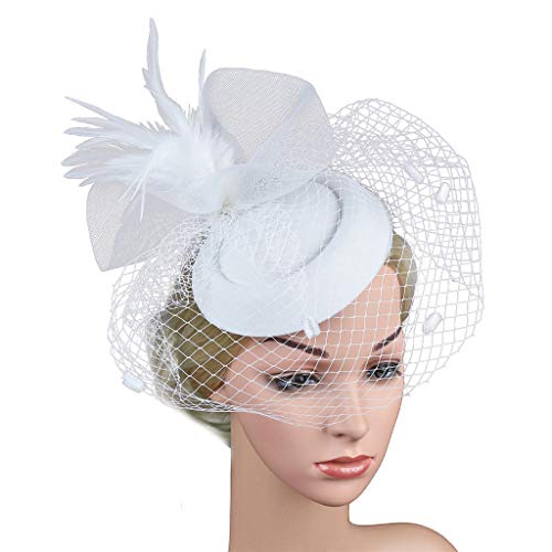 And Tea Pillbox Women Fascinators Headwear Hat For Girls Party Hat Cocktail Headband Head Bands Women (White, One Size) #TOP3