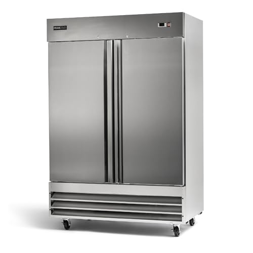 PEAKCOLD Commercial Reach-In Refrigerator, 2 Door Commercial Refrigerator, Stainless Steel, White Interior; 47 Cubic Ft, 54" Wide