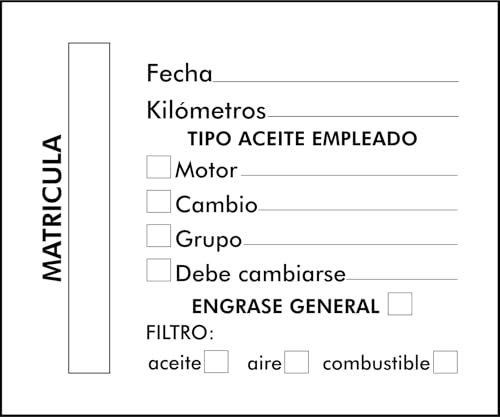 Autodomy Tarjetas Cambio Aceite Coche para Cristal Horizontal 6x5cm Personalizables | Elige de 250 a 1000 Etiquetas | Pack Pegatinas Adhesivas Mantenimiento Coche Impermeables
