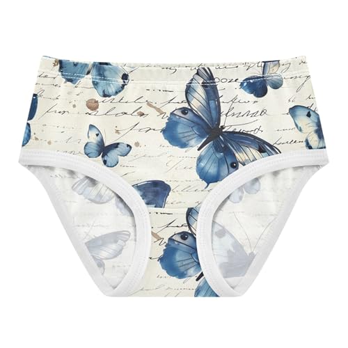 Girls Underwear Toddler 2t Cotton Little Girl Panties Aesthetic Briefs Kids Undies Watercolor Blue Butterflies - Main Image