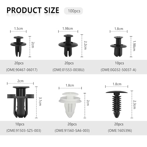 100 Piezas Grapas Coche Paneles de Puerta con Removedor,Seis Tipos Remaches Plastico Coche para Coche SUV Camión,Accesorios Coche para Fijar CarroceríA Parachoques Capó Puerta - imagen 2