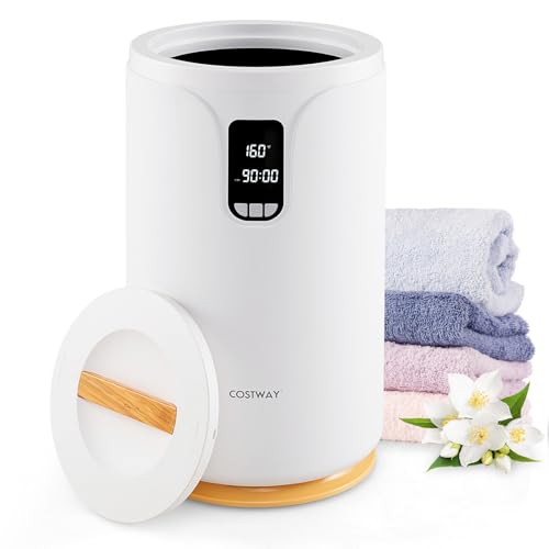 COSTWAY Luxury Towel Warmer Bucket, 20L Large Electric Towel Heater with RGB Lights, 3 Temperature Levels, Timer & Child Lock, Bathroom Spa Hot Blankets Warmer for 2 Oversized Towels, Bathrobes, White