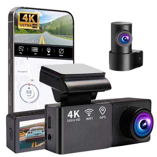 Dashcam Voiture 4K Avant Arrière avec WiFi et Caméra Embarquée G-Capteur
