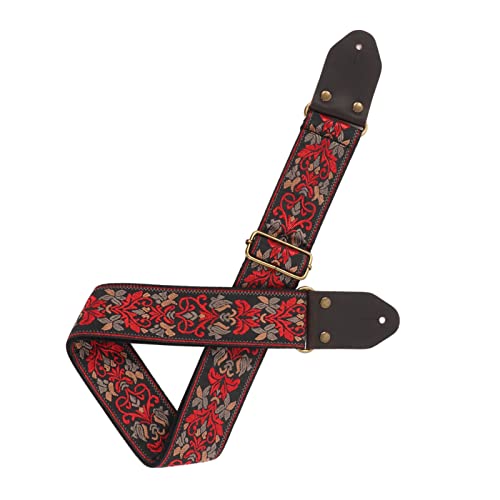 Alça de Guitarra Bordada, Alça de Guitarra Cabeça de Couro para Acústico Elétrico Bordado Jacquard P