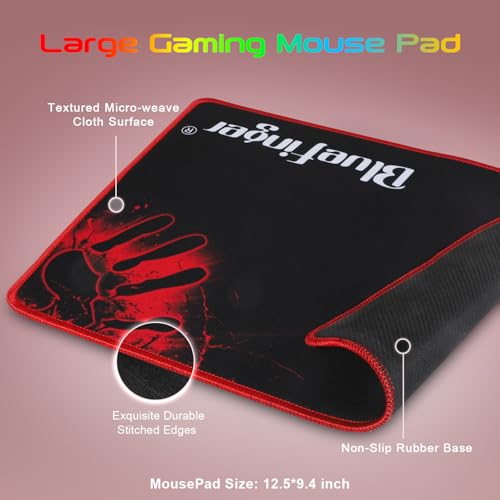 Image of BlueFinger RGB Gaming Keyboard and Backlit Mouse and Headset Combo, USB Wired Backlit Keyboard, LED Gaming Mouse Set, Headset with Microphone for Laptop PC Computer Game and Work (White & Pink)