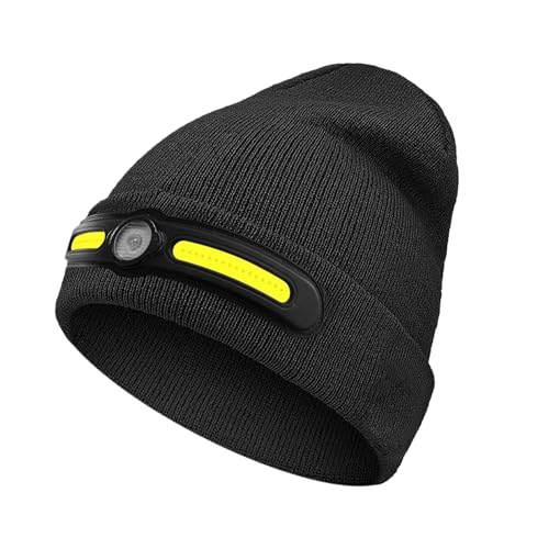 Wiboie Gorro LED | Linterna frontal recargable - Gorro con luz para hombre | para correr, acampar, trabajo, conducir, hombres y mujeres, invierno, clima frío, al aire libre, Navidad, cumpleaños