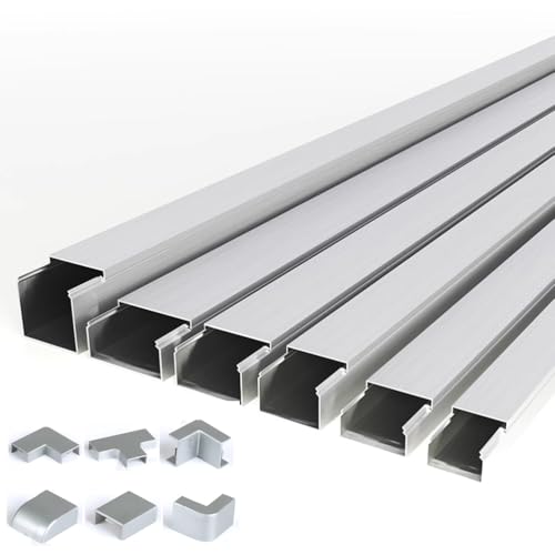 SXPXP Cala de Cable autoadhesiva semicírculo aleación Aluminio Canaleta Plata Múltiples tamaños 2 Piezas 1 m(50x25mm)