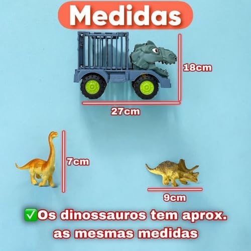 Caminhão Carrinho + 4 Dinossauros Safari Brinquedo Crianças