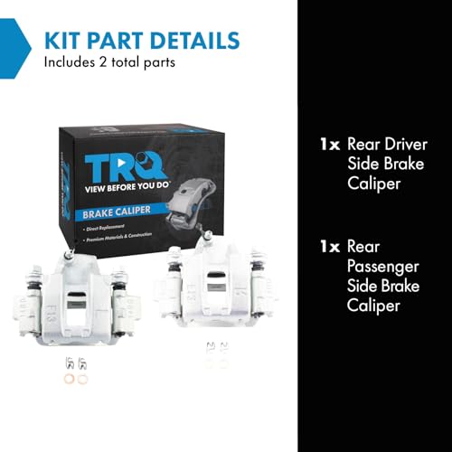 Image of TRQ Rear Brake Caliper Set 2 Piece Zinc Coated Brackets Hardware for 2003-2009 Toyota 4Runner 2007-2014 FJ Cruiser