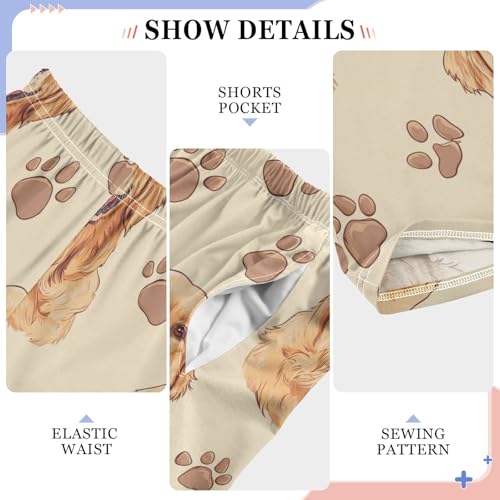 Pajama Bottoms, Golden Retriever with Brown Paw Pajamas Pant Lounge Wear Sleep Long Pants Casual Sleepwear Pjs4