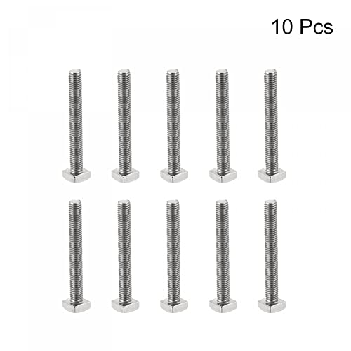 Image of uxcell Square Head Bolt, 10pcs M5x40mm Fully Thread 304 Stainless Steel Grade C Square Machine Screws