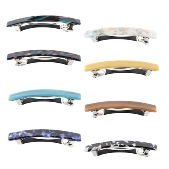 3 Pcs French Hair Barrettes 4 Inch Large Hair Clips For Women Thick Hair Automatic Clasp Clamp Pins Resin Nonslip Grip Ponytail Holders, Stylish Hair Accessories (Multicolor)