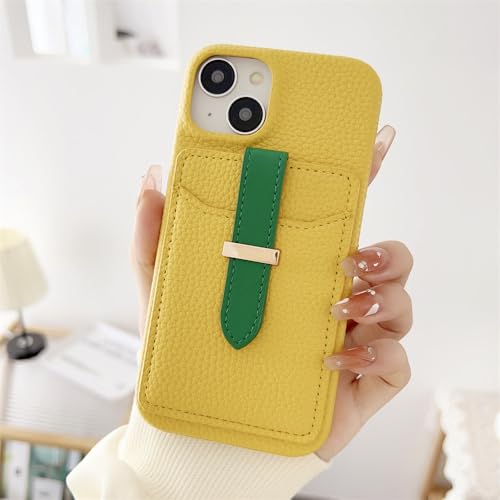 Housse portefeuille iPhone 13 Pro Max jaune résistant aux rayures de clés