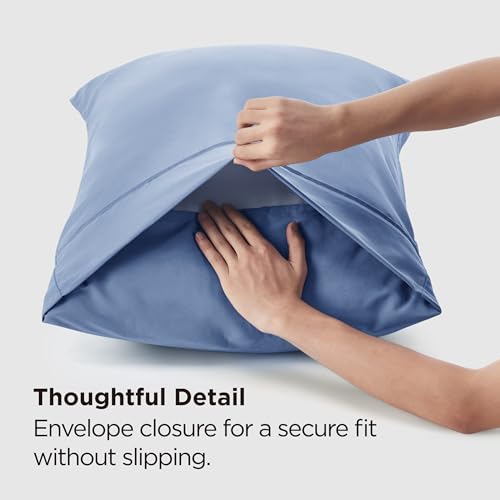 Image of Bedsure King Size Pillow Cases Set of 2 - Slate Blue Brushed Microfiber Pillowcases 2 Pack, Super Soft Pillow Case Cover with Envelope Closure for Kids, Wrinkle, Fade Resistant, 20x36 Inches