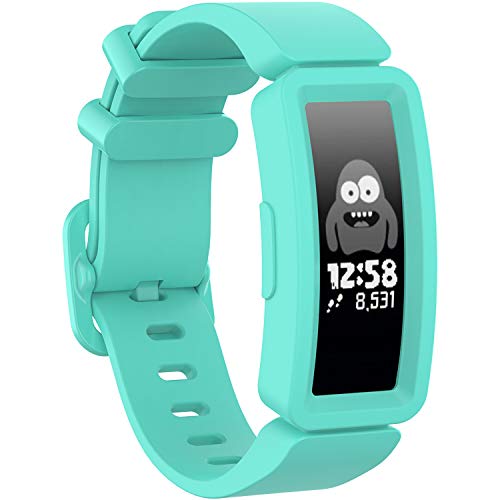 Compatible with Fitbit Ace 2 Bands for Kids, Boys Girls Colorful Soft Silicone Bracelet Accessories Sports Watch Straps Wristbands Replacement Watch Band for Fitbit Ace2 Activity Tracker (Turquoise)