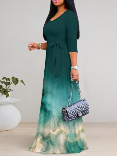 Image of Women's 3 /4 Sleeve Maxi Dress with Pockets