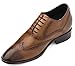 TOTO Men's Invisible Height Increasing Elevator Shoes - Brown Leather Lace-up Wing-tip Formal Oxfords with Premium Leather Bottom - 3 Inches Taller - A2621C - Size 9 D(M) US