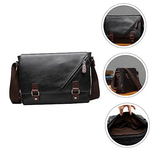 VALICLUD 1pc Men Pu Crossbody Bag Versatile Single-shoulder Messenger Pouch for Outdoor Use Capacity Phone and Document Holder Fashionable Business Satchel3
