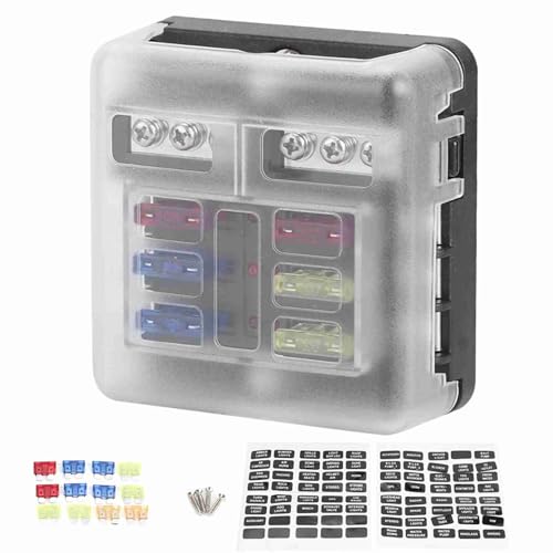 6 – Boîtier de support de fusible à lame, 12–36 V, avec bus négatif et indicateur LED, bloc de fusibles universel pour automobile, marine et...