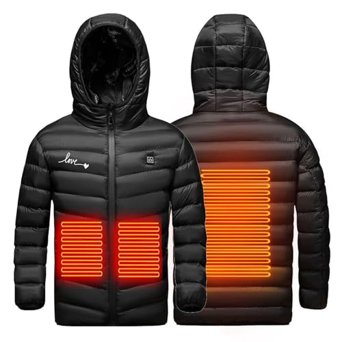 Children Heated Jacket Boys Girls Hooded Heated Coat 3 Heating Zones USB Charging Heat Outerwear Electric Body Warmer