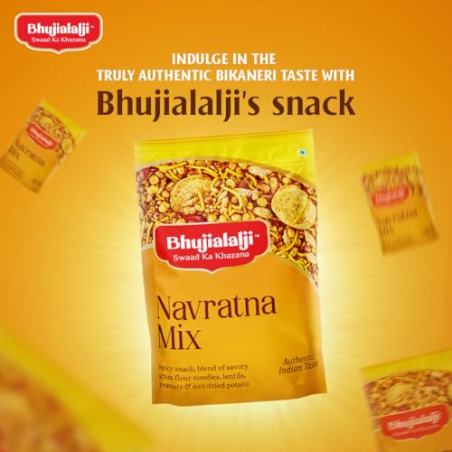 Image of Bhujialalji Navratna Mix (Combo pack of 2) 2kg | Rajasthani Namkeen | indian Spices | Indian Tea Time Fresh & Mixture | Ready to eat.