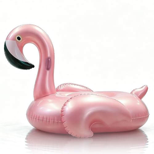 COSORO Bouée Flamant Rose Géante 150x140x110cm, Matelas Flottant Piscine pour Adultes & Enfants, Flotteur Métallisé Rose avec Poignées, PVC Épais,...