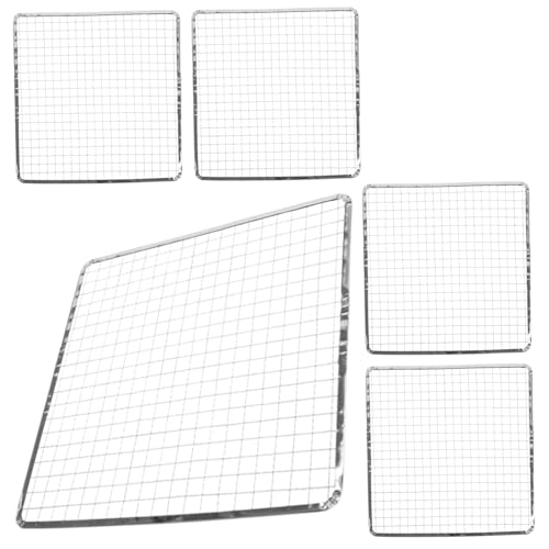 HEMOTON 5pezzi Cestello in Metallo Per Pesce Per Barbecue Vassoio Per Grigliate All Aperto Tappetino Per Rete Di Cottura